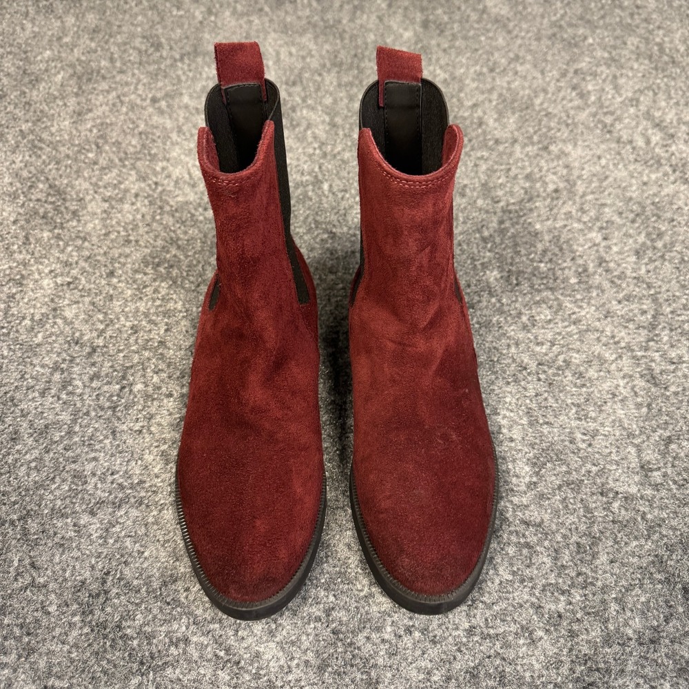 Emanuele Crasto Italy Burgundy Whimsigoth Suede Chelsea Boots Mid Calf Pull On